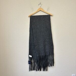 NWT LUCKY BRAND Fringe Knit Scarf in Charcoal Grey 83" x 14.5"